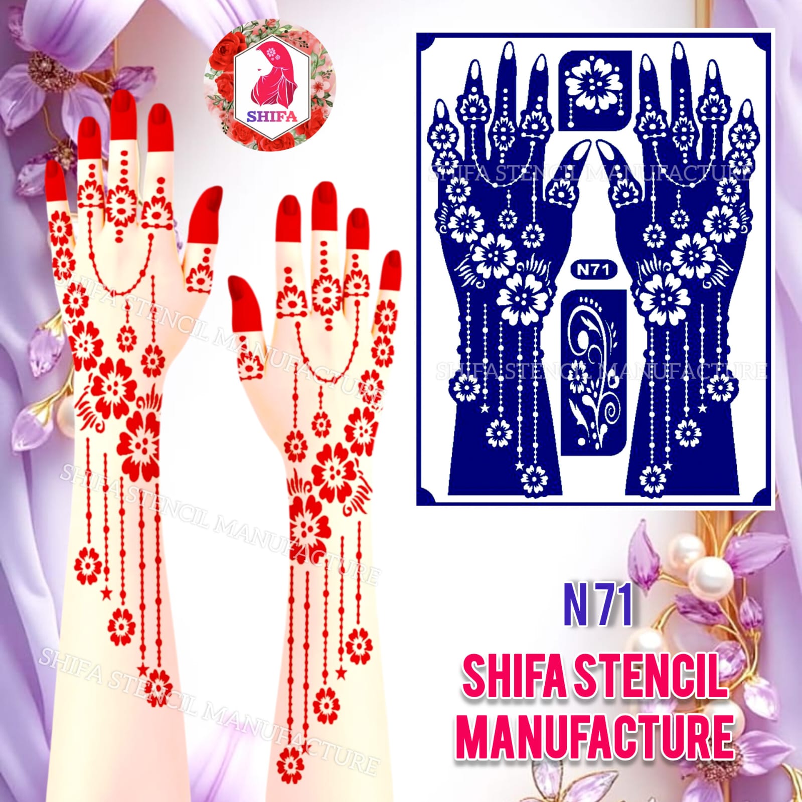 N71 Midnight Meadow - Sticker Overview - Shifa Stencil Manufacturer